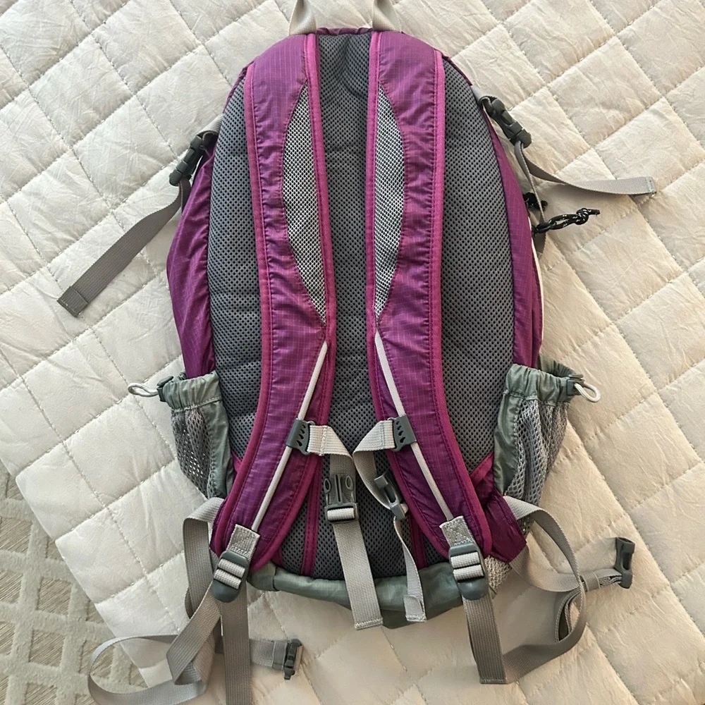 L.L.Bean Plum Backpack with Gray Accents - Picture 2 of 2